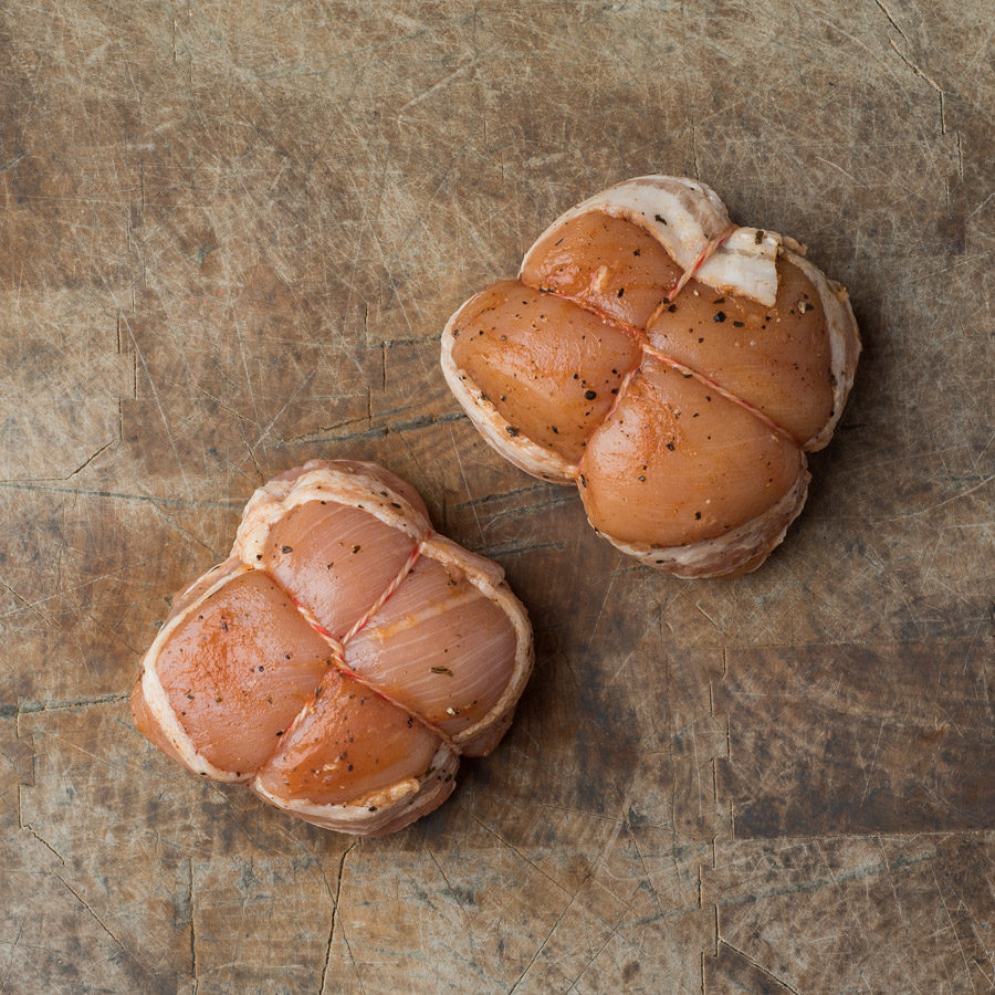 Tournedos de poulet mariné florentine avec bacon